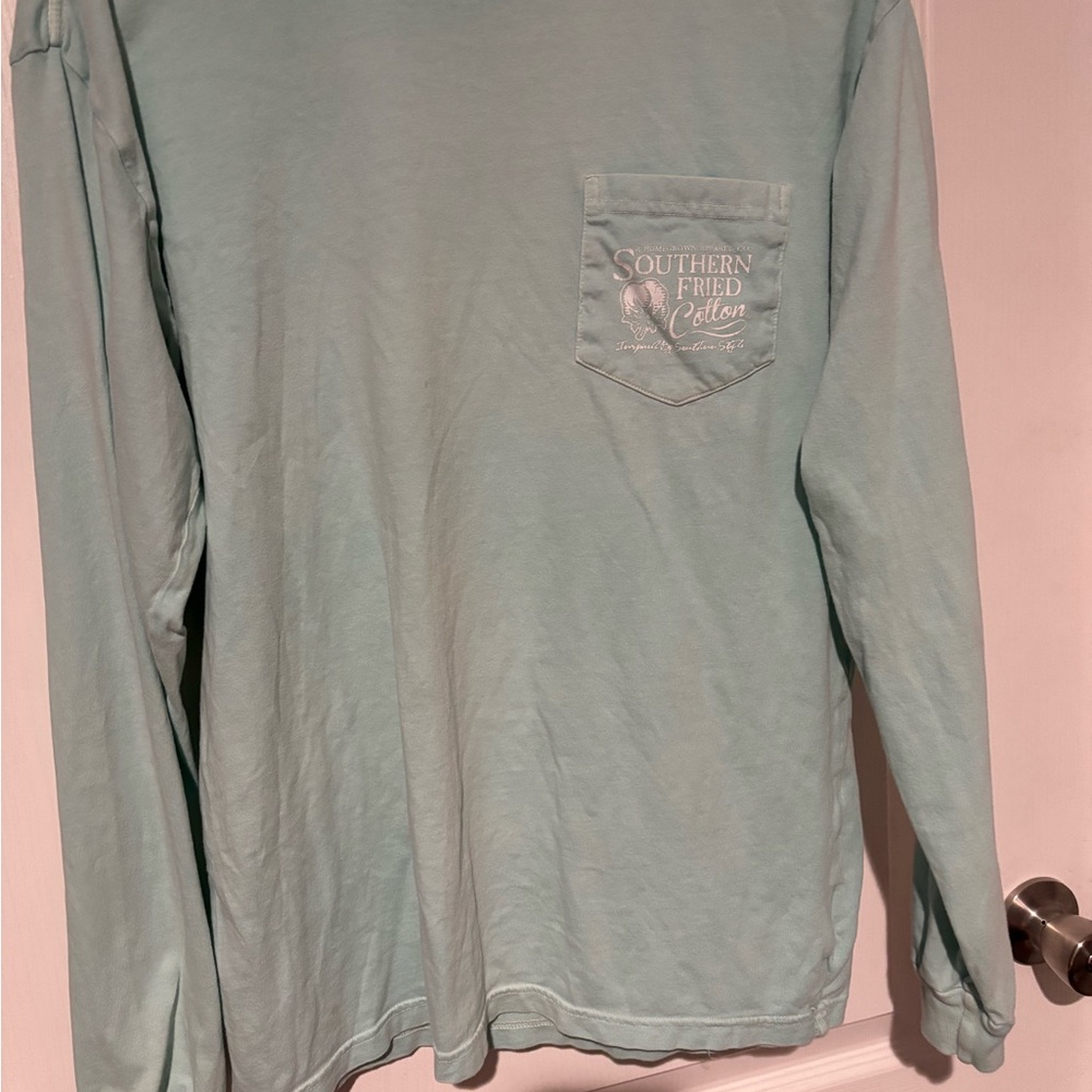 Southern Fried Cotton Women’s Light Teal Long Sleeve Tee